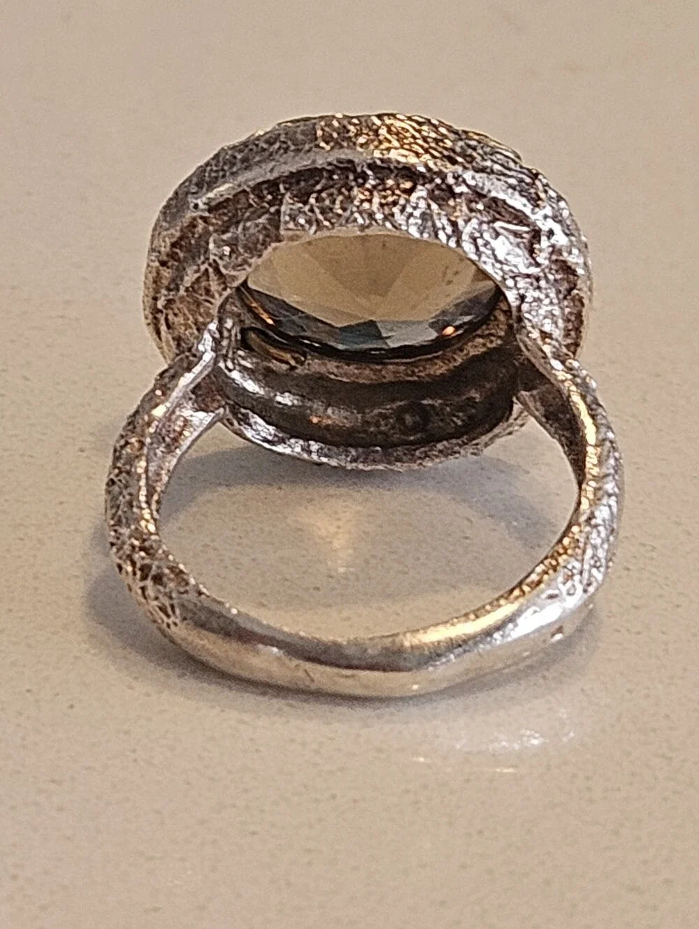Vintage Gucci Two-Tone 14k Yellow Gold Sterling Silver Gemstone Ring Sz 6